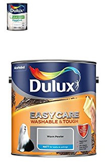 Dulux Quick Dry Eggshell Paint, 750 ml (Pure Brilliant White) Easycare Washable and Tough Matt (Warm Pewter)