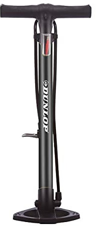 Dunlop Fahrradpumpe mit Doppelventil - Luftpumpe Fahrrad mit 2 Adaptern - für Alle Ventile - Dunlop, Presta und Schrader Ventil - Pumpe 12 Bar/180PSI - Kunststoff - Schwarz