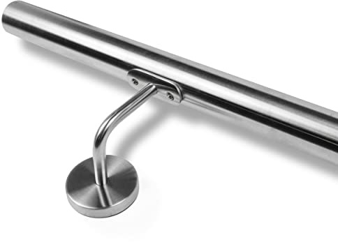 INOXLM - Barandilla escalera en Acero Inoxidable AISI 304 ⌀ 42,4 mm, Pasamanos escalera con Acabado Satinado Fabricado en Italia, Pasamanos escalera Interior y Exterior (70 cm)