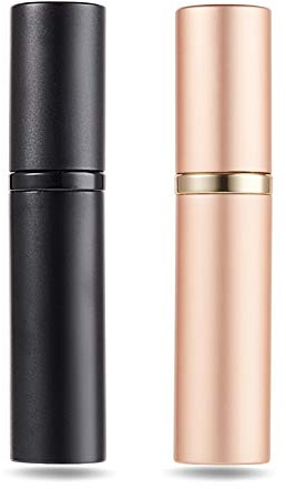 AsaNana Perfume Atomiser, Refillable & Travel Size Perfume Bottle, Leaking Proof,Bottom Pump without Funnel, Luxurious Small women and men, 5ml (CLa-2P(Black&RoseGold))