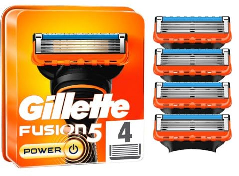 Gillette Fusion 5 Power Rasierklingen, 4 Ersatzklingen für Nassrasierer Herren mit 5-fach Klinge , 4 Stück (1er Pack)