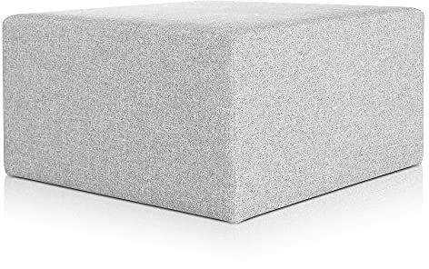 Deshome Pouf poggiapiedi 83x83x44 cm stoffa Idrorepellente: Pouf design moderno per divano soggiorno camera da letto, Puff poggiapiedi, Pouffe salotto Minerva (Grigio)