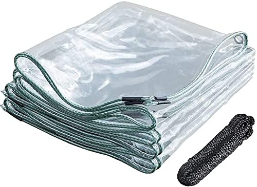 Telone Trasparente Occhiellato Impermeabile Teloni PVC Pesante per Esterno - Telo Copertura Protezione Piante con Corda - 420g / m² - Spessore 0,3 mm(1x1m)