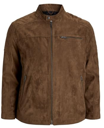 JACK & JONES Män konstläderjacka plus size konstläderjacka, Konja/mönster: Falsk mocka, XXL plus size