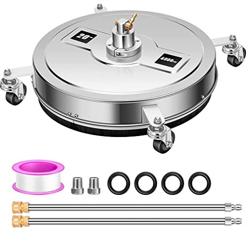 Hochdruckreiniger mit Rädern, 4.000 PSI – Oberflächenreiniger aus Edelstahl – inkl. 2 Verlängerungsstabaufsätze – Mühelose Reinigung