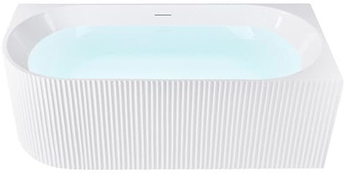 Vasca moderna angolare sinistra 170 x 80 cm Acrilico finitura scanalata Bagno Bianco oopaco