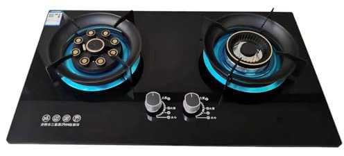 Verre Trempé Cuisiniere Gaz - Gaziniere Gaz, Cuisinière À Gaz Double À Flamme Réglable, Brûleur Domestique À Sécurité Enfant De Type Poussoir, Cuisinière De Cuisine Bi-carburant GPL/NG (Size : LPG)