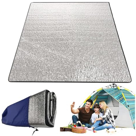 LNGJIN Tent Mat, Floor Mat, 200 x 200 cm, Foldable Insulation Mat for Camping, Camping Mat Made of Aluminium Foil, Ultralight Insulation Blanket, Aluminium Sleeping Mat, Tent Mat, Floor Mat for Yoga,