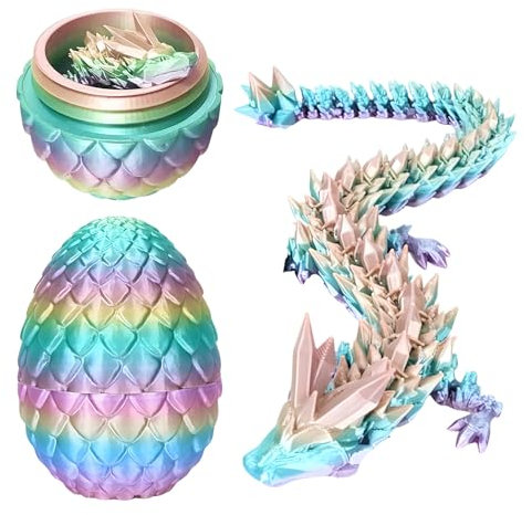 JurciCat Uovo Di Drago Stampato In 3D Con Figure Di Drago Mobili Di Drago per Natale Pasqua Compleanno Carnevale Adulti Bambini Regali Giocattoli (Caramelle)