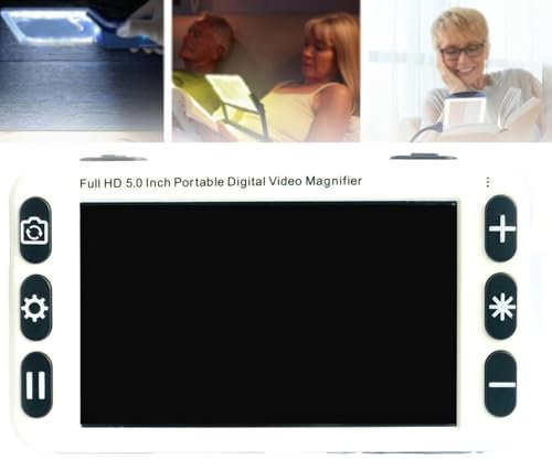Videoingranditore Digitale Portatile Lente di Ingrandimento per Ipovedenti da 5.0 Pollici, Ausilio Visivo per la Visione Ridotta e la Cecità del Colore,White