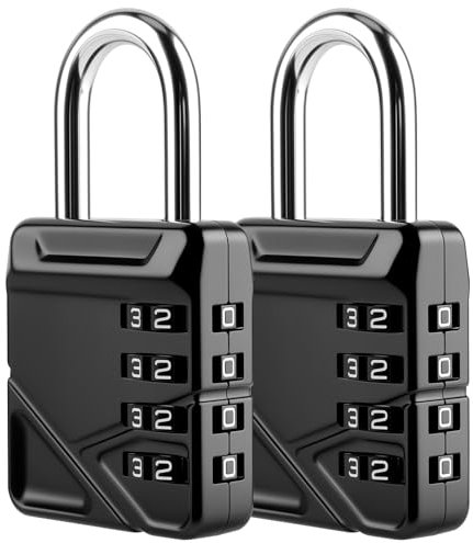 Euqvunn Lucchetto Armadietto con Codice a 4 Cifre, Lucchetto Combinazione Resistente alle Intemperie, Lucchetto Palestra Rinforzo del Guscio per Armadietto, Scuola(2 Pezzo Nero)
