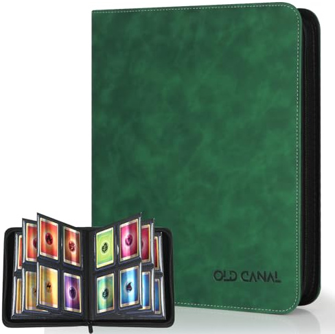 Old Canal Top Loader Álbum Cartas, Álbum de Cartas Coleccionista con 4 Bolsillos para 112 Top Loaders, Card Binder Adecuado para MTG, TCG, Verde Oscuro (ÚNICAMENTE PARA TOP LOADERS)