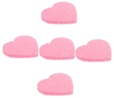 SHERCHPRY 5stücke Herzförmige Komprimierte Gesichtsschwämme Zum Entfernen Von Make-up Gesichtsschwämme Aus Zellstoffbaumwolle Für Gesichtsreinigung Peeling Für Frauen Mit Empfindlicher