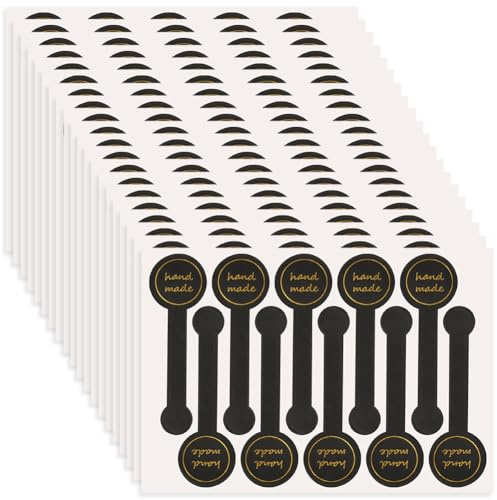 BEAMARKER 200Pcs Handmade Self-Adhesive Stickers Tamper Evident Food Retail Package Seal Labels for Baking DIY Crafts Decorative Tags for Gift Wrapping Small Business and Artisan Packaging