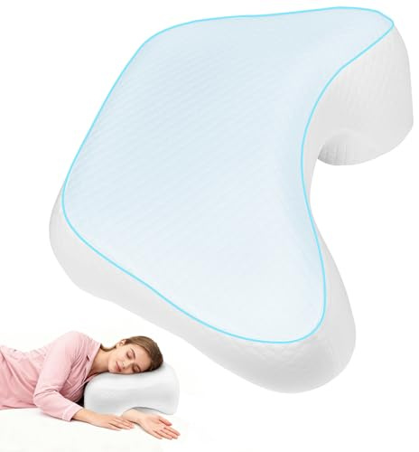 Oreiller pour Dormeurs sur Le Côté avec Trou pour Bras en Mousse Mémoire, Oreiller Cervical 3 Trous Ergonomique pour Nuque et Épaules, Idéal pour Dormeurs sur Le Côté, Le Dos ou Le Ventre