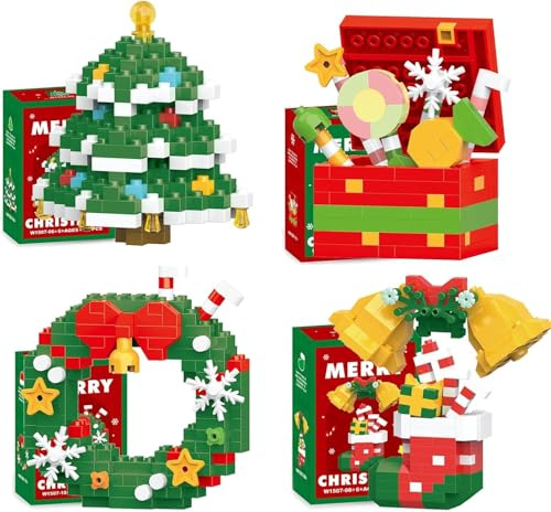 Générique Ensemble De Construction Père Noël, Blocs De Construction De Noël,Décorations De Noël 2025, Cadeaux De Noël, Mini Figurines De Construction, Cadeau De Noël Créatif (C)