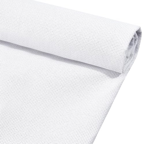 BENECREAT Tessuto di Cotone per Punto Croce 9CT, Tessuto Aida Bianco per Punto Croce Da 1x1.5 m per Ricamo Artigianale, Cucito A Mano, Artigianato Fai Da Te