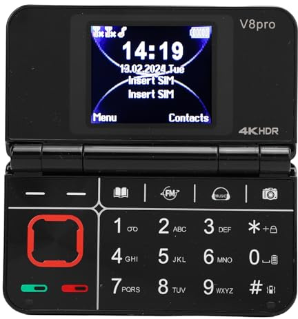 MENDUNER Teléfono con Tapa de Pantalla Dual, Radio FM, Teclas Grandes en Varios Idiomas, Teléfono Móvil 2G con Linterna LED de Pantalla Dual, Vibración de Marcación Rápida para Hogares (Black)