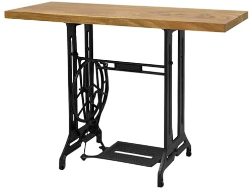 Gecheer Vintage Sewing Machine Console Table with Solid Suar Wood Top - Rustic Home Decor Model285208