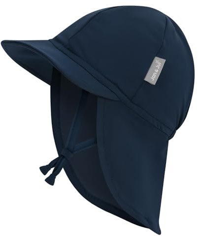 Jan & Jul Chapeau de soleil avec rabat de cou pour bébé, Bleu marine foncé, 0-3 mois