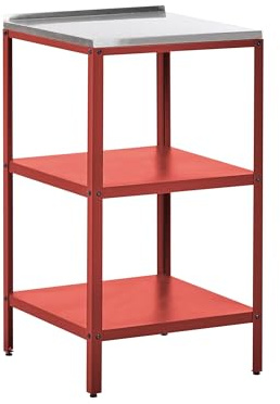 Köksö Stål Utomhus Trädgård Utekök 50 x 50 x 92 cm Hyllor Rostfri Stålskiva Röd Vilama