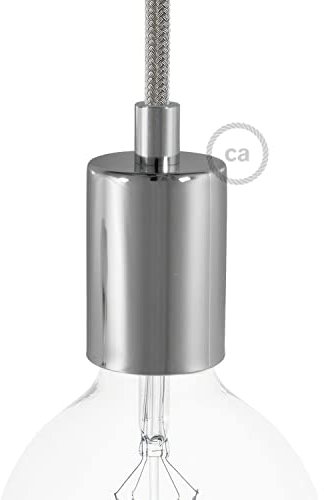 creative cables Kit portalámparas cilíndrico de Metal E27 - Cilíndrico, Cromo