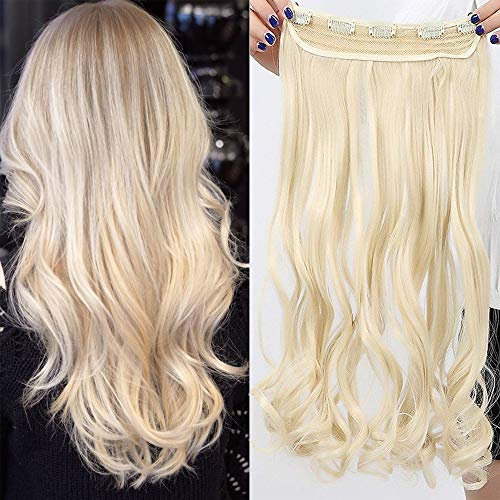 TESS Clip in Extensions Gewellt 43 cm, Blond Haarverlängerung 1 Teil 5 Clips Hair Extensions Clip in Synthetic Haarteil für Frauen
