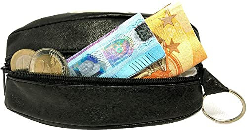 Charmoni - Porte Monnaie - Portefeuille - Multi Poches - en Cuir véritable - pour Homme (Noir)