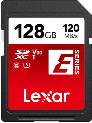 Lexar Tarjeta SD de 128 GB, tarjeta de memoria SDXC de hasta 120 MB/s de lectura, hasta 45 MB/s de escritura, UHS-I, U3, V30, C10, Full-HD y 4K UHD (LSDESXX128G-BNNNG)