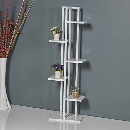 [en.casa] Scaffale Portapiante (AxLxP) 120 x 34 x 21 cm Mobile a Terra con Ripiani Portaoggetti Organizzatore per Piante - Bianco