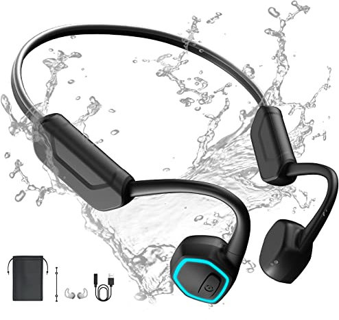 Sayrelances Bone Conduction Headphones, IPX8 Waterproof Headphones Swimming, MP3 Play Built-in 32G Memory, Open-Ear Wireless Bluetooth Headphones with Mic, Sports Headphones for Swimming, Running, Gym