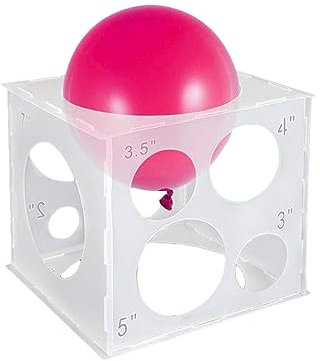 JEKUGOT Collapsible Plastic Balloon Sizer Box Cube - 11 Holes, Balloon Size Measurement Tool for Decorations, Arches, Columns - 2-10 Inch Balloons
