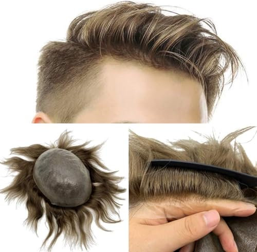 Herren Perücke Transparent PU Männer Toupet Männer Haarteile Einheit Hair Replacement System-Menschenhaar 100% (8 * 10, #4)