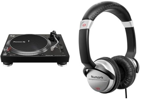 Pioneer DJ PLX-500-K Direct Drive DJ Turntable, Black & Numark HF125 - Ultra-Portable Professional DJ Headphones