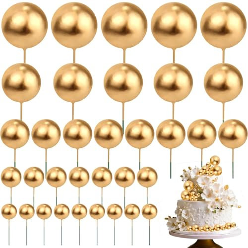 50 Pcs Gold Cake Decorations, Sparkling With Golden Light Gold Cake Balls, Cake Decorations Used for Decorating Cakes At Birthday Parties, Wedding Parties, Gatherings, Etc