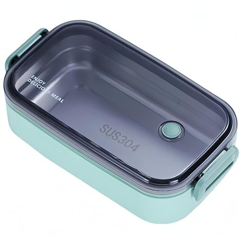 Bento Box Lunch Boxes, Stainless Steel Lunch Box, A Stylish and Visually Appealing Lunchbox, Reusable Food Storage Containers with Transparent Lids, Microwave|Dishwasher Safe Cute Bento Box (Green)