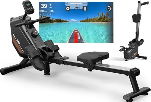 ORISYN Rudergerät für Zuhause mit Magnetischem Widerstand, Rudergeräte mit Bluetooth Boardcomputer, Verstellbarer Tablethalterung, 170KG Gewichtsbelastung