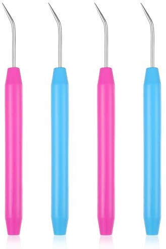 4 Stück Häkelnadel für Strickliesel, Knitting Loom Häkel Nadel Strickhaken Set Nadel Strickrahmen Haken Strickring Edelstahl Haken mit Bequemen Griffen für Knitter & Knitting Loom Strick Handwerk