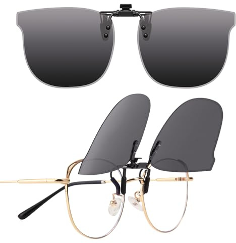 LUFF Occhiali da sole polarizzati Clip-On Cat-Eye per uomini e donne | Protezione UV400, lenti anti-abbagliamento HD, design leggero 8g Flip-Up | Guida sicura, ciclismo e all'aperto