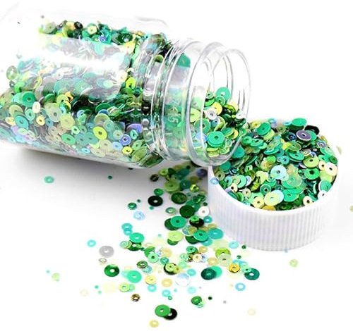 20k PCS 50g Round Glitter Sequins, Sequin Art for Crafts Kids, Sequins for Sewing, Green