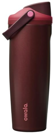 Owala FreeSip Sway Insulated Stainless Steel Water Bottle with Two-Way Spout, Built-In Straw and Bucket Handle, Made for Travel, School, and Sports, 30oz, BPA Free, Leak Proof, Black Cherry