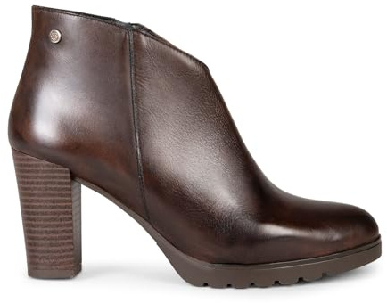 miMaO CLASSIC - Bottines en cuir pour femme à talon carré Marron, EU 40
