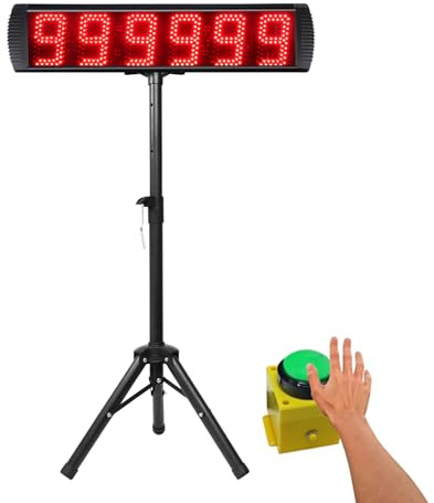 GAN XIN Temporizador de carreras LED de 6 dígitos de 5 pulgadas, temporizador de gimnasio para eventos de carrera para cuenta regresiva/cuenta progresiva, tiempo real de 12/24 horas, cronómetro con