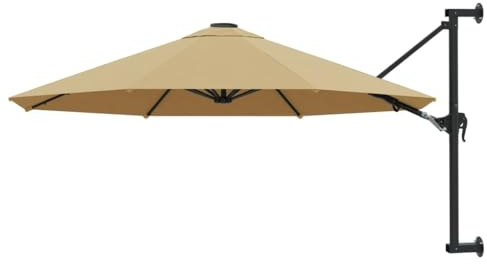 INLIFE Parasol Mural avec mât métallique 300 cm Taupe