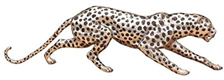 lyxig bronsfigur gepard silver/svart 62 x 14 x H. 18 cm - Lyxkvalitet