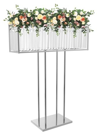 Tagtuell Soporte para flores de boda, jarrón alto, soporte de flores de cristal, columna decorativa para cumpleaños, fiestas, aniversarios, decoración del hogar