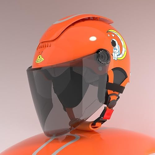 Casque De Cyclomoteur Enfant avec Visière Solaire, Homologué ECE 22.06, Demi-Casque De Moto pour Garçons Et Filles De 3 À 12 Ans, Casque De Trottinette Mignon pour Enfants C,50-56cm
