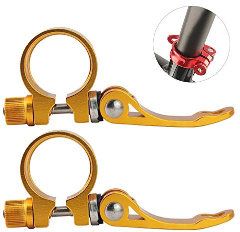 DaZISEN aluminiumlegering sadelklämma – cykel sadelklämma snabbspänne sadelstöd sadelbricka klämma 28,6/31,8/34,9 mm 2 * guld 31.8mm