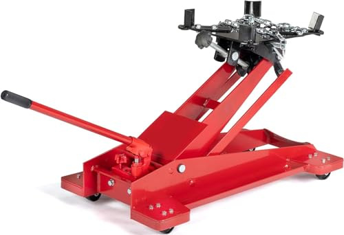 MOTOOS Adjustable Transmission Jack 1/2 Ton (1100 LBS) Capacity, 7.68-24.8 Low Profile Transmission Lift Floor Jacks with 360° Swivel Casters, Heavy Duty Steel Jack for Automotive Garage Repair