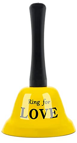 Hand Bell - Metal Tea Bell Gold for Attention, School, Christmas Jingle, Last Order, Hotel Service, Meditation Prayer, Pet Feeding and Home Decoration (Yellow)